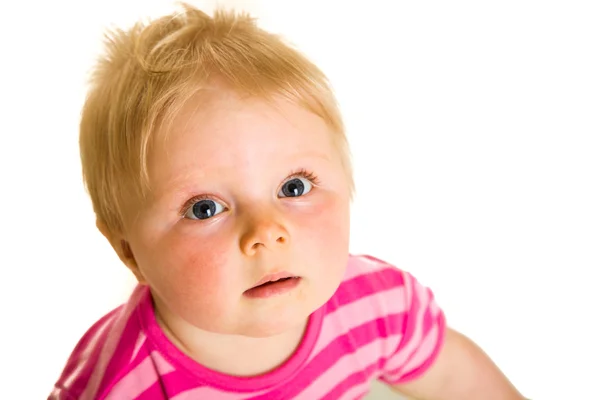 Niedliche Säugling Mädchen isoliert auf weiß — Stockfoto