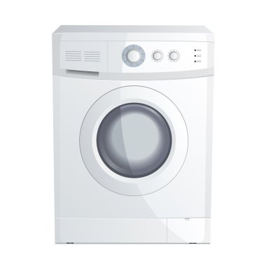 Vector illustration of a realistic washing machine clipart