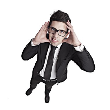 Woried nerd businessman clipart