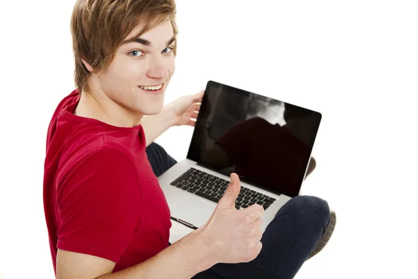 Człowiek pracy z laptopem — Zdjęcie stockowe