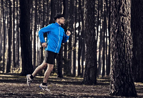 Runing in het forest — Stockfoto