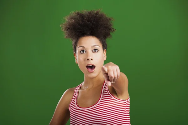 African woman pointing somewhere — Stock Photo, Image