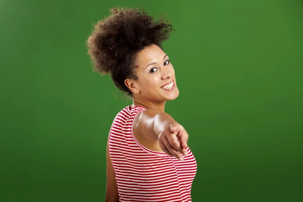 African woman pointing somewhere — Stock Photo, Image