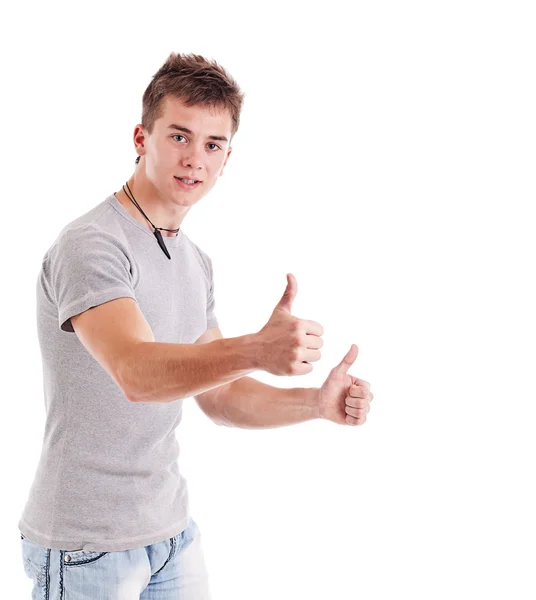 Man with thumbs up gesture — Stock Photo, Image