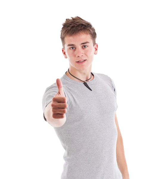 Mladý muž s palec nahoru — Stock fotografie
