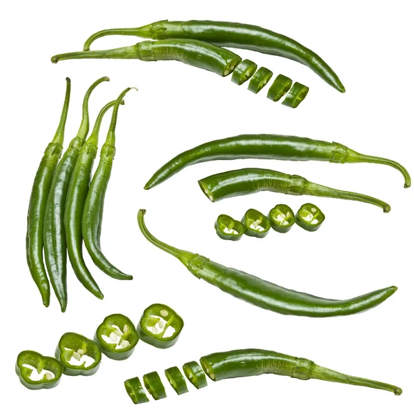 Collection of green peppers — Stock Photo, Image