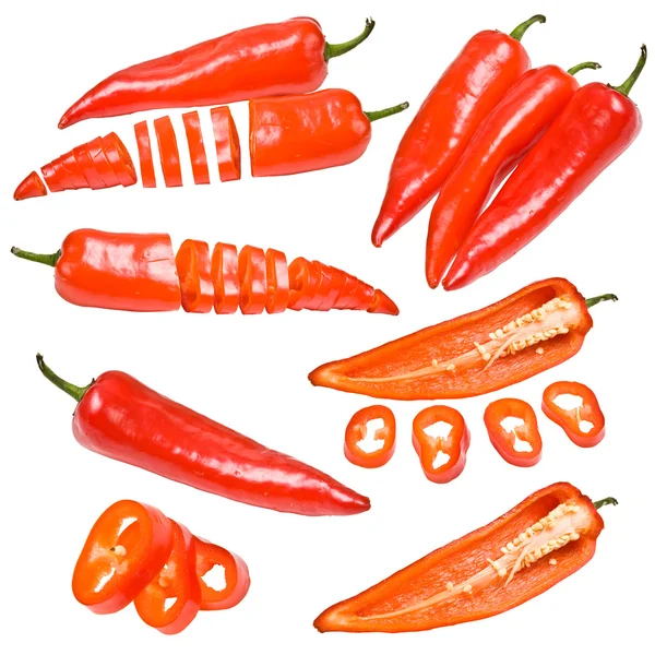Collectie van rode pepers — Stockfoto