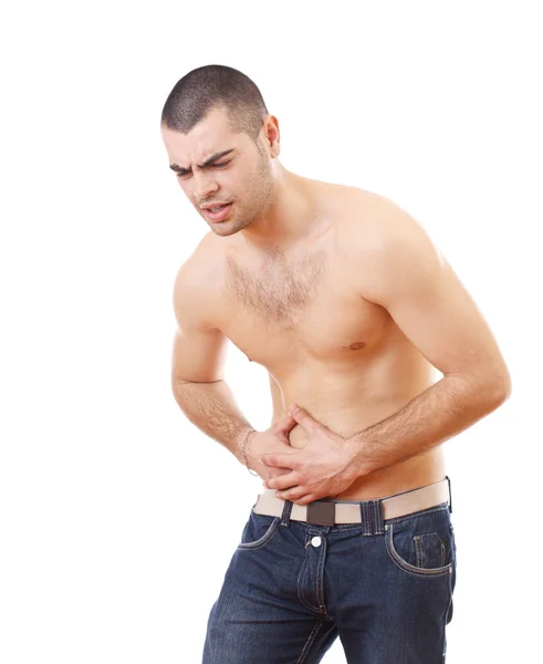 若い男の持株の痛みを伴う胃 — ストック写真