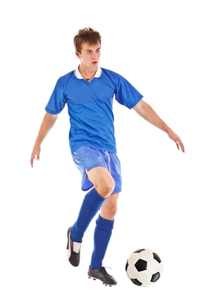 Futbolista con balón de fútbol Fotos de stock