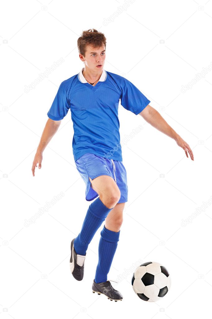 Footballer with soccer ball
