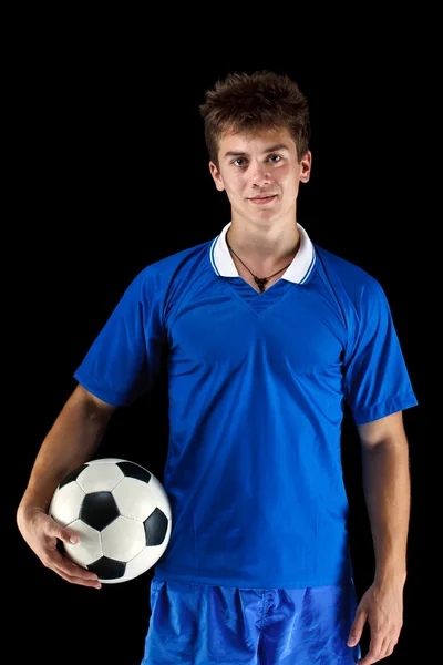 Jugador de fútbol whit ball — Foto de Stock