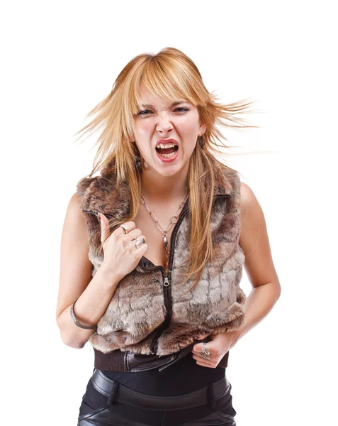 Mulher loucamente gritando — Fotografia de Stock