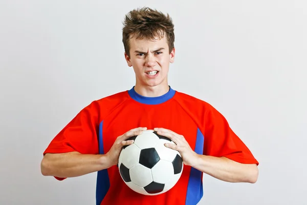 Rozzlobený fotbalista — Stock fotografie