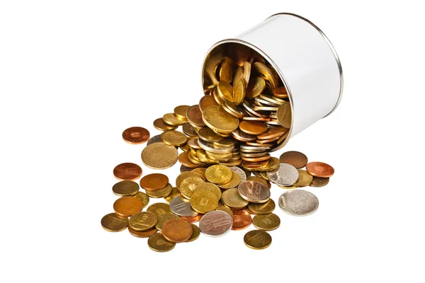 Coins in tin — Stock Photo, Image