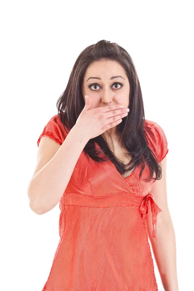 Женщина закрывает рот — стоковое фото
