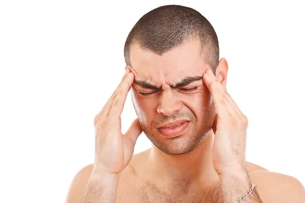 Un hombre con dolor de cabeza — Foto de Stock