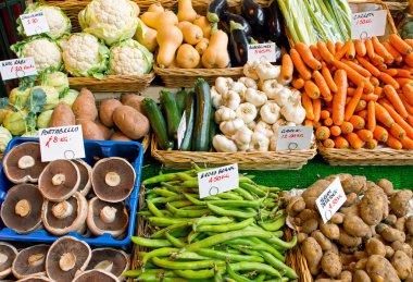 Variety of vegetables for sale clipart