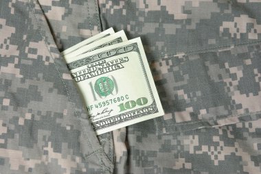 Uniform with a banknote in pocket clipart