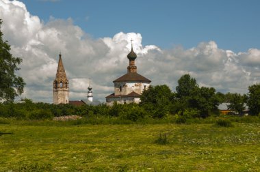 The streets and courtyards of the old Suzdal clipart