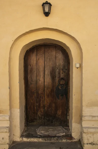 Old door in the brick wall — Stock Photo, Image