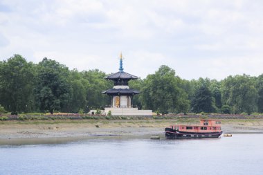 Chelsea peace pagoda river thames london clipart