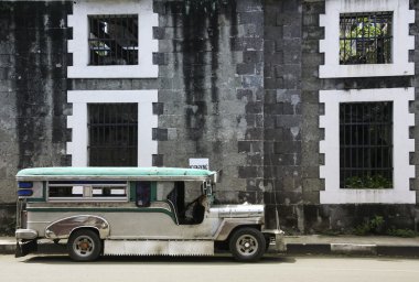 Vintage jeepney intramuros manila philippines clipart