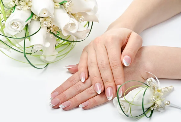 Hands and flowers — Stock Photo, Image