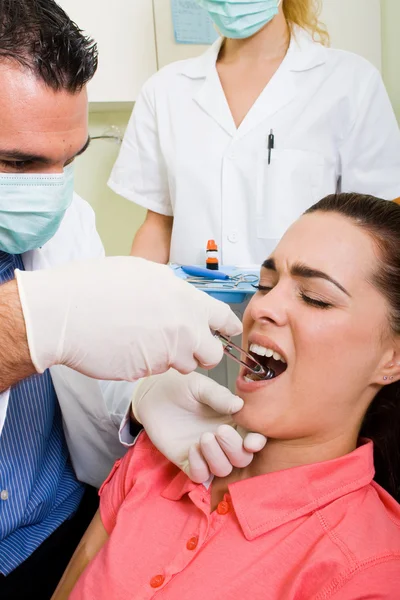 Painful dental injection — Stock Photo, Image