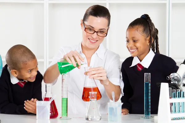 Science teacher teaching students — Stock Photo, Image