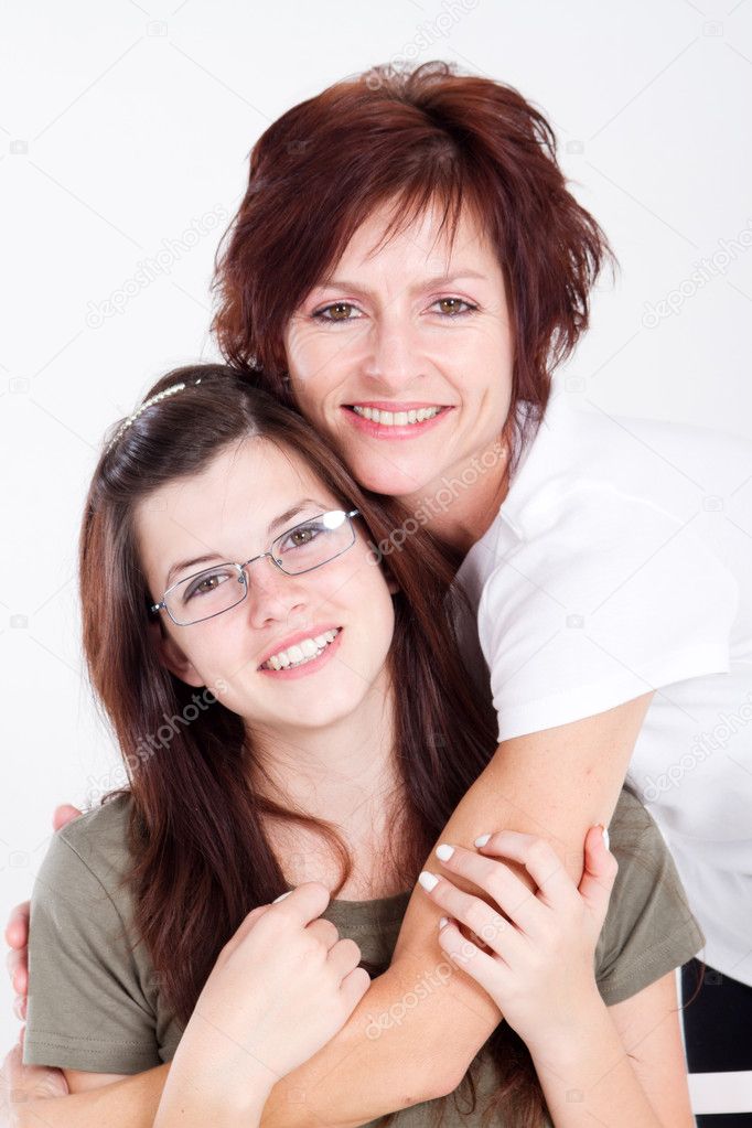Happy teen daughter and mother