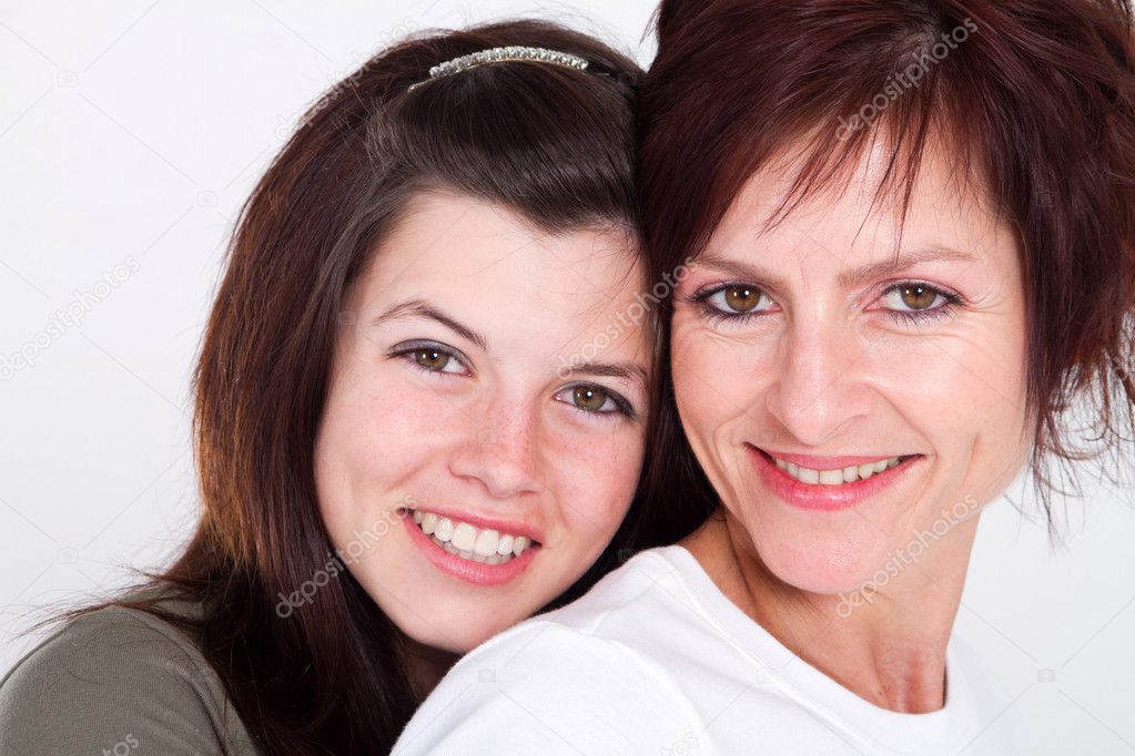 Mother and teen daughter closeup