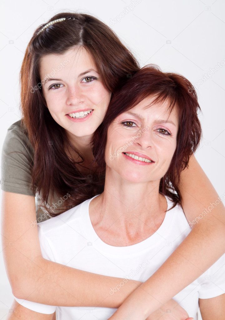 Happy mother and teen daughter
