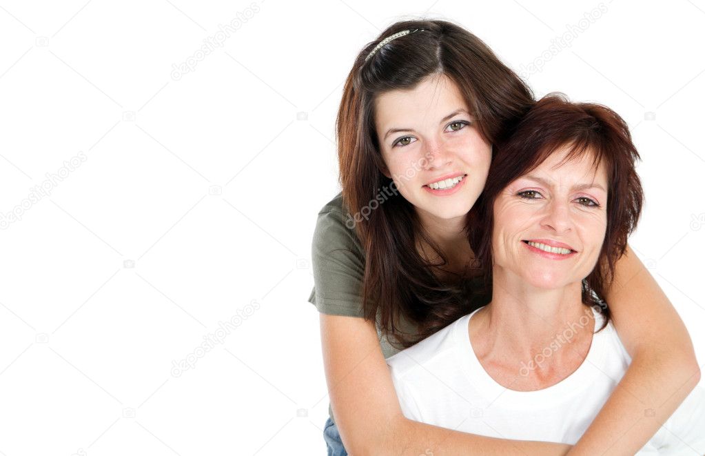 Happy mother and teen daughter