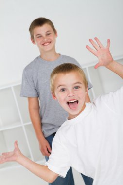 Playful young brothers clipart