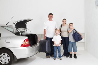 Happy family fun road trip clipart