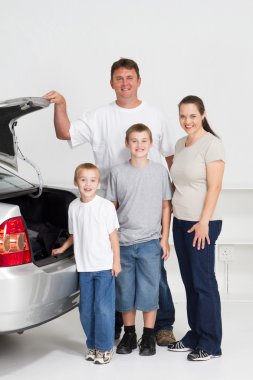 Happy family ready for a fun road trip clipart