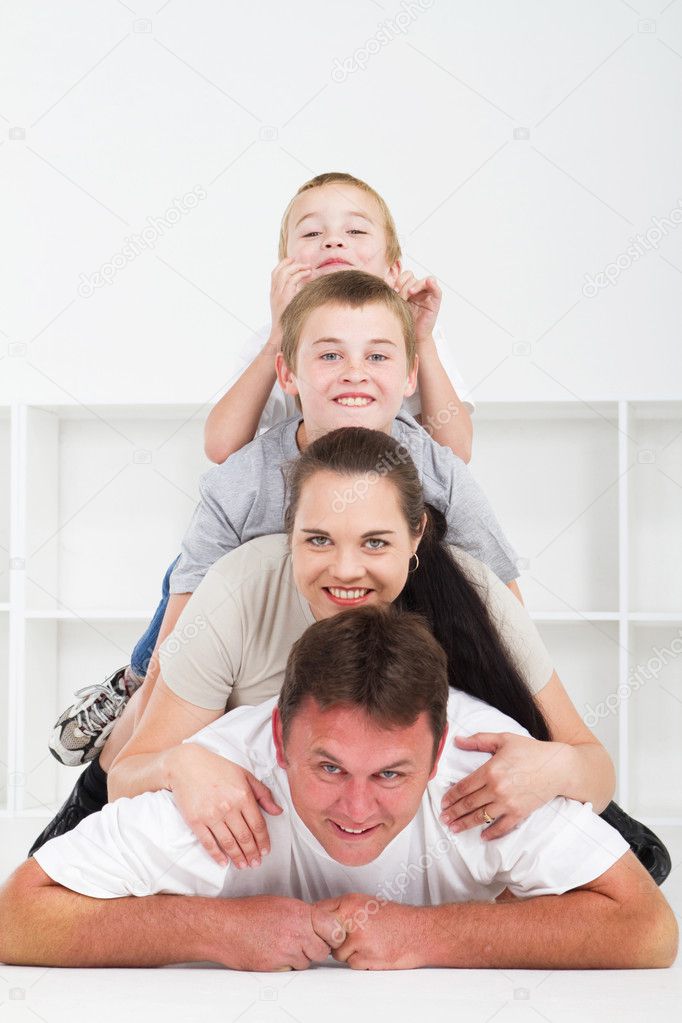 Family pyramid on floor