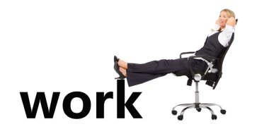 Relaxed businesswoman away from work clipart