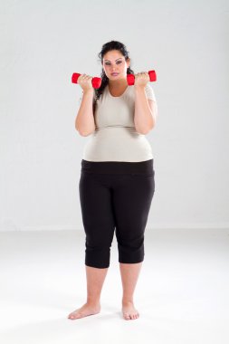 Plus Size Female Getting Ready to Exercise clipart