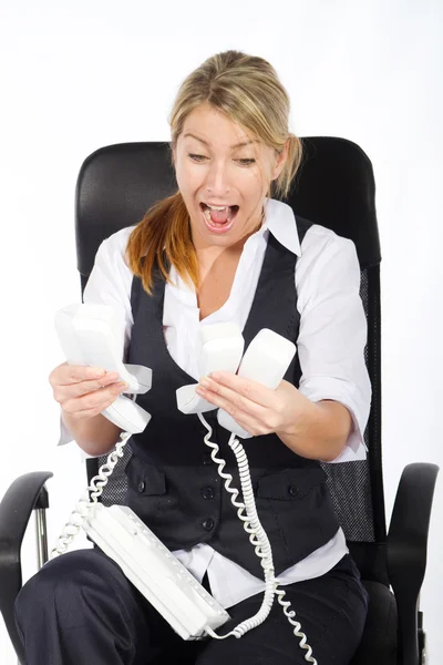 Stressed young businesswoman — Stock Photo, Image