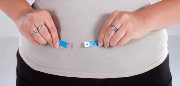測定テープと脂肪の女性 — ストック写真