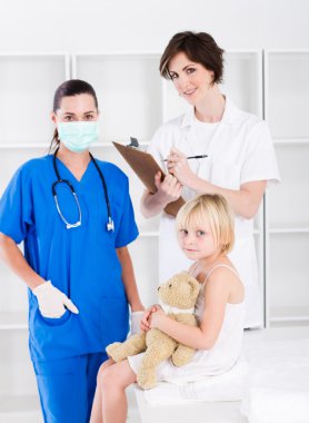 Doctor, nurse and little patient clipart