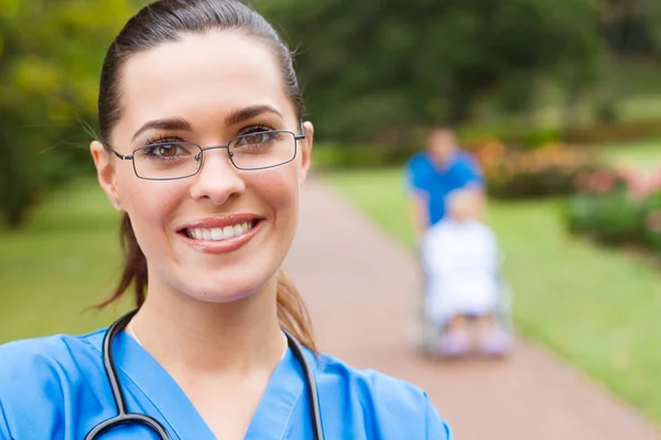 Female doctor portrait outdoors — Stock Photo, Image