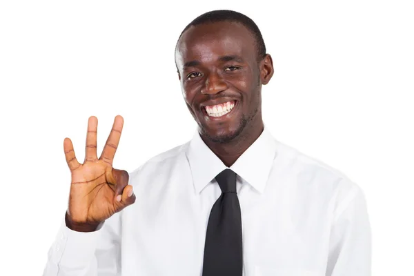 Αφρικανικός Αμερικανός επιχειρηματίας, δίνοντας εντάξει χέρι σημάδι — Φωτογραφία Αρχείου