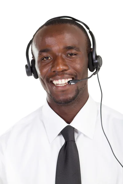 Unga afroamerikanska call center konsult — Stockfoto
