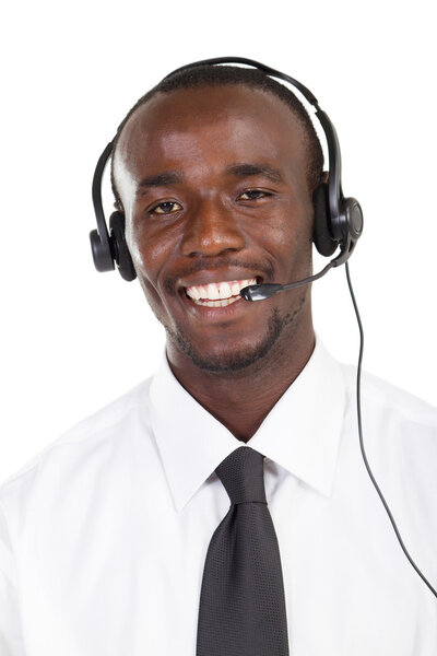 Young african american call center consultant