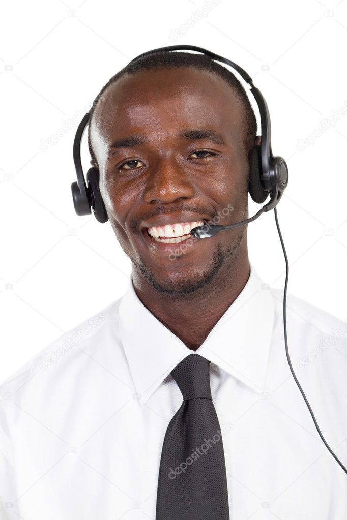 Young african american call center consultant
