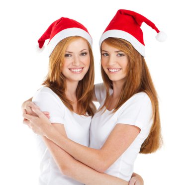 Happy young Christmas girls clipart