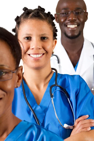 Professionisti medici africani su bianco — Foto Stock