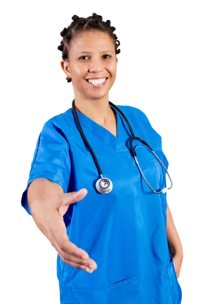 Afrikanische Krankenschwester Handschlag-Geste — Stockfoto